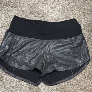 Lululemon Speed Up 2.5” Hi- Rise Black and Silver Women's Shorts